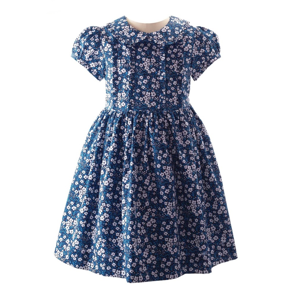 Rachel Riley UK Girls Dress Size 5 Navy Mini Floral Frill Dress